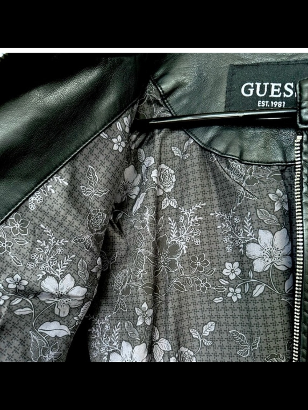 Guess Black Faux Leather Moto Jacket - Size Medium - Picture 4 of 6